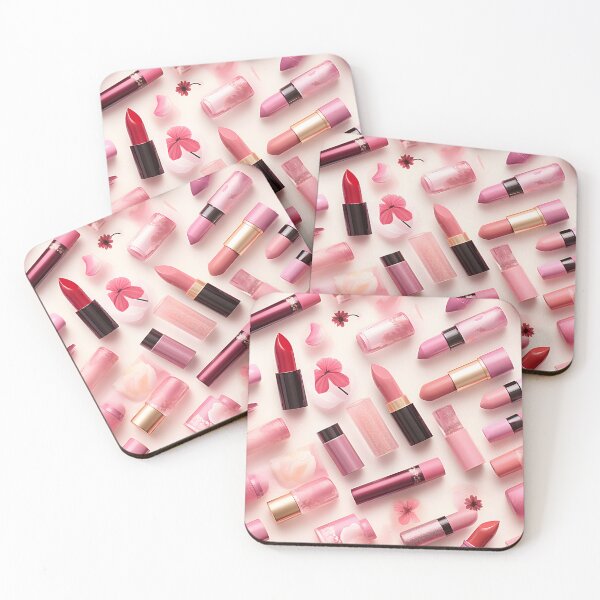 Item preview, Collection of Pink Lipstick and Cosmetics as Isolated Objects on a White Background designed and sold by AlienSkinEyes.
