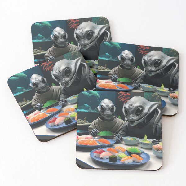 Item preview, Aliens Eating Sushi designed and sold by wickedcartoons.