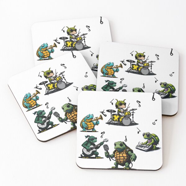 Item preview, Cartoon Turtle Band of 5, Featuring Guitarist, Trumpeter, Drummer, Keyboardist, and Lead Singer designed and sold by ratchawoot.