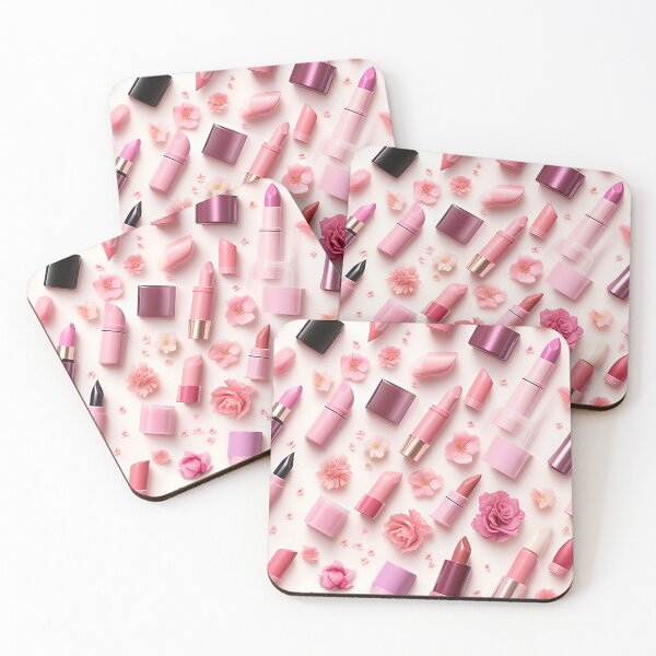 Item preview, Collection of Pink Lipstick and Cosmetics as Isolated Objects on a White Background designed and sold by AlienSkinEyes.