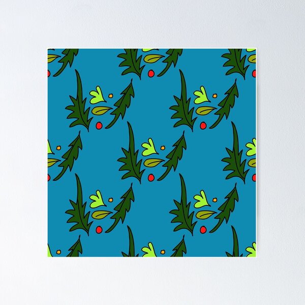 Item preview, seamless pattern of leaves on the blue background designed and sold by Ann-Julia.
