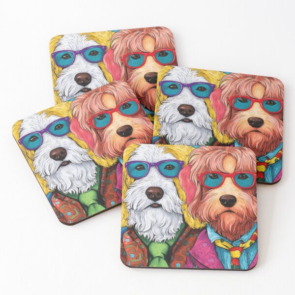 Item preview, Cute Hipster Labradoodle - Rainbow Retro Illustration designed and sold by MimiWaWa.