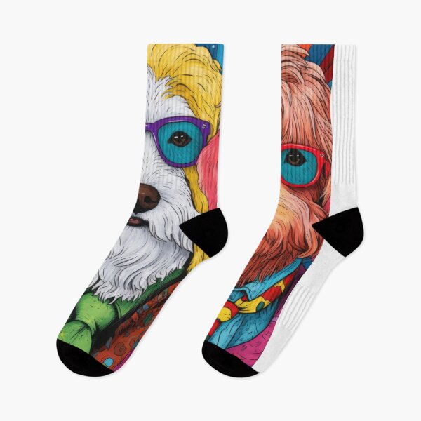 Item preview, Cute Hipster Labradoodle - Rainbow Retro Illustration designed and sold by MimiWaWa.