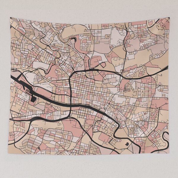 Item preview, Glasgow Map Pattern in Soft Pink Pastels designed and sold by PatternMaps.