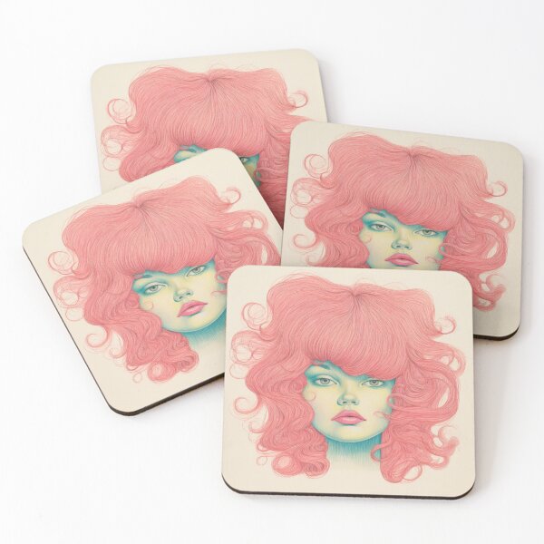 Item preview, Weird Barb Retro Pop Illustration - Pink Hair Portrait designed and sold by MimiWaWa.