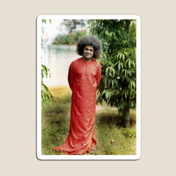 Item preview, Sathya Sai Standing Red Robe | High Quality Print designed and sold by sathyas-corner.