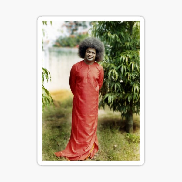 Item preview, Sathya Sai Standing Red Robe | High Quality Print designed and sold by sathyas-corner.
