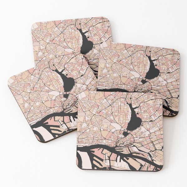 Item preview, Hamburg Map Pattern in Soft Pink Pastels designed and sold by PatternMaps.