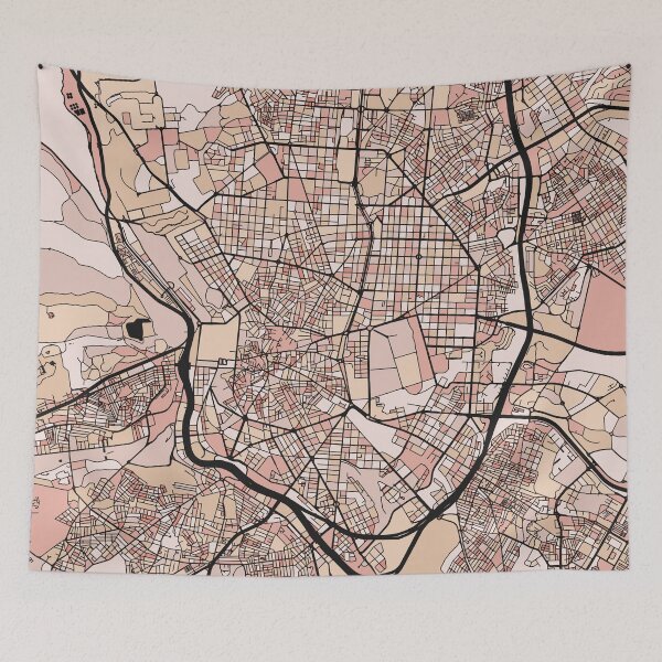 Item preview, Madrid Map Pattern in Soft Pink Pastels designed and sold by PatternMaps.
