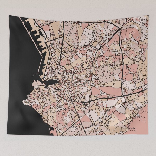 Item preview, Marseille Map Pattern in Soft Pink Pastels designed and sold by PatternMaps.