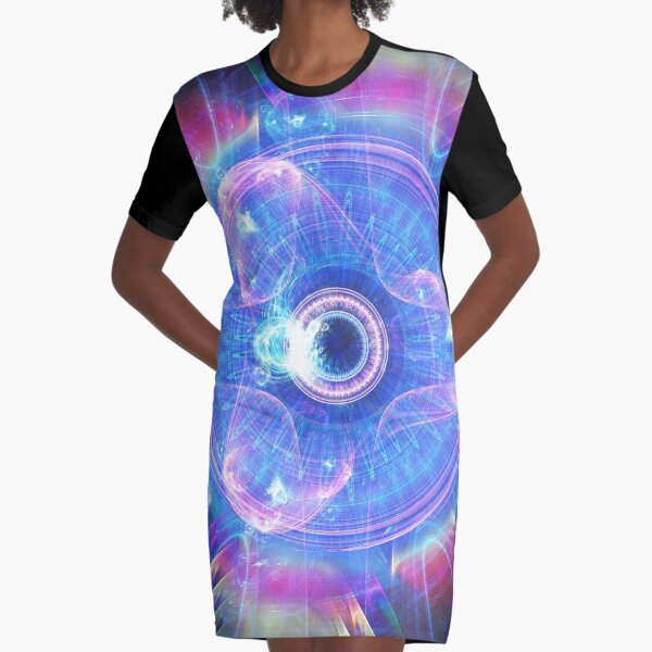 A Glimmer in a Future Tye-Dye Vortex | Fractal Art by Douglas James Graphic T-Shirt Dress