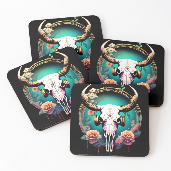 Item preview, BULL SKULL BLACK IN ROSES  1  designed and sold by justyna-s28.