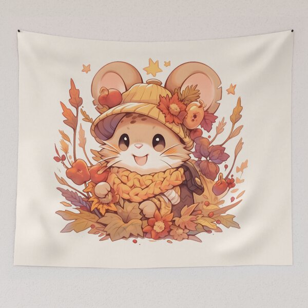 Item preview, Happy Harvest Mouse in Apricot Hat and Scarf designed and sold by InkedBeasts.