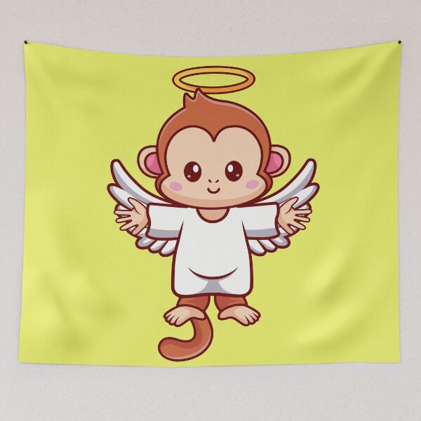 Item preview, Monkey's Heavenly Flight: Cute Angelic Adventure designed and sold by hjian8219.