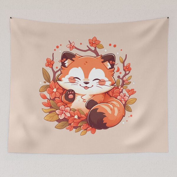 Item preview, Waving Anime Red Panda in Fall designed and sold by InkedBeasts.