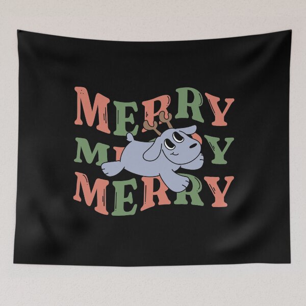 Item preview, Merry xmas cute reindeer dog groovy retro vintage Christmas matching family  designed and sold by TNwandesignart.