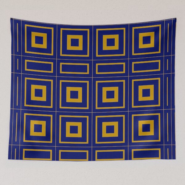Item preview, Indigo and Gold Square Pattern designed and sold by Geddit Designs.