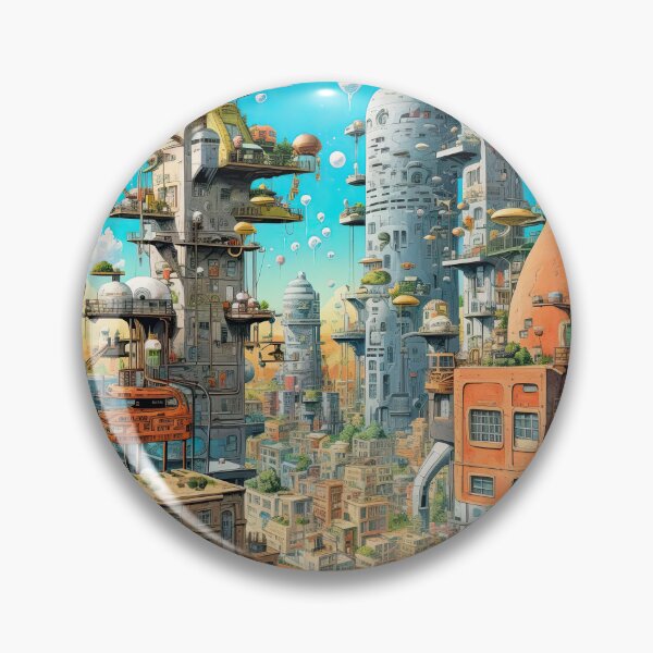Item preview, Vintage Surrealism Art Futuristic City designed and sold by WartonnoArt.