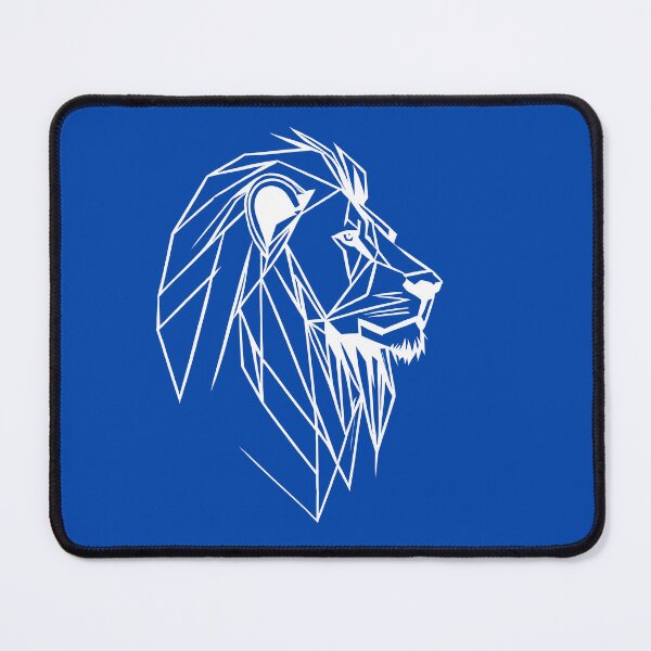 Item preview, White Line Lion Cobalt Blue BG designed and sold by DiscoGypsyFish.