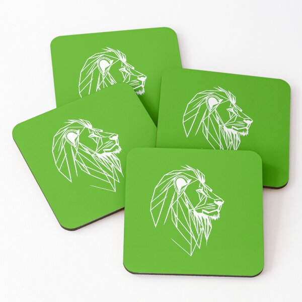 Item preview, White Line Lion Kelly Green BG designed and sold by DiscoGypsyFish.
