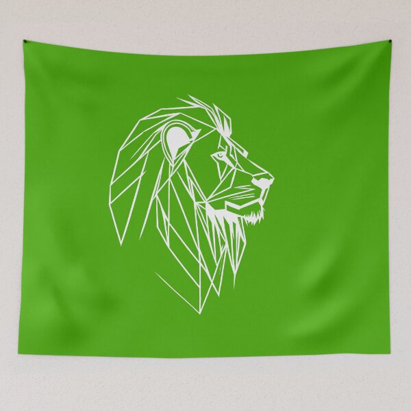 Item preview, White Line Lion Kelly Green BG designed and sold by DiscoGypsyFish.