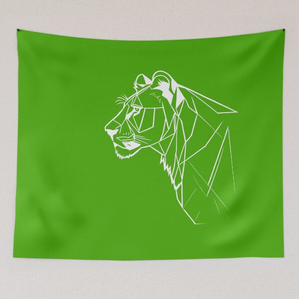 Item preview, White Line Lioness Kelly Green BG designed and sold by DiscoGypsyFish.