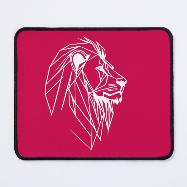 Item preview, White Line Lion Crimson Red BG designed and sold by DiscoGypsyFish.