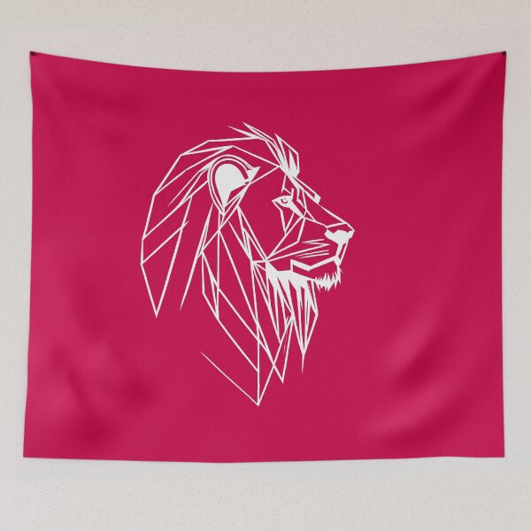 Item preview, White Line Lion Crimson Red BG designed and sold by DiscoGypsyFish.