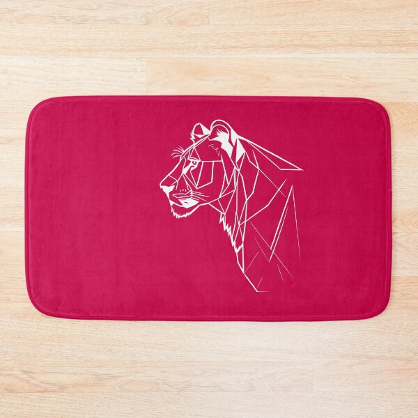 Item preview, White Line Lioness Crimson Red BG designed and sold by DiscoGypsyFish.