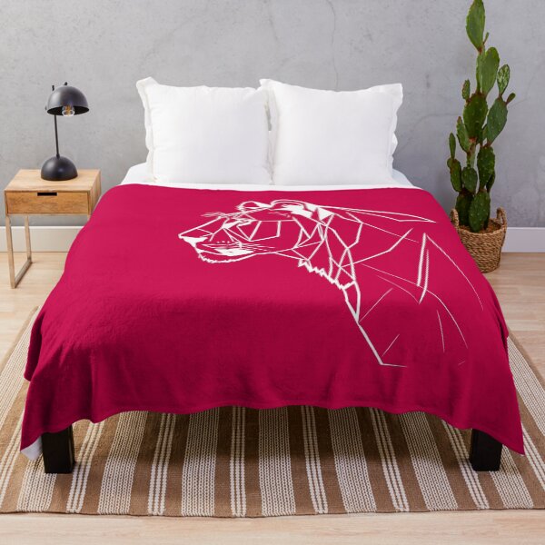 Item preview, White Line Lioness Crimson Red BG designed and sold by DiscoGypsyFish.