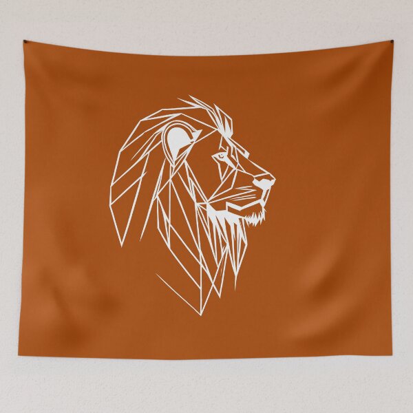 Item preview, White Line Lion Rust Orange BG designed and sold by DiscoGypsyFish.