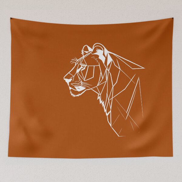 Item preview, White Line Lioness Rust Orange BG designed and sold by DiscoGypsyFish.