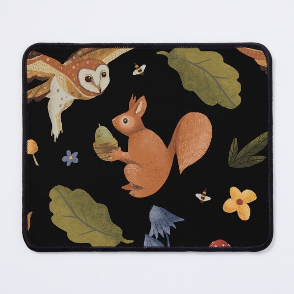 Item preview, Cute woodland animal pattern, squirrel and owl ready for Autumn designed and sold by paintandpestle.