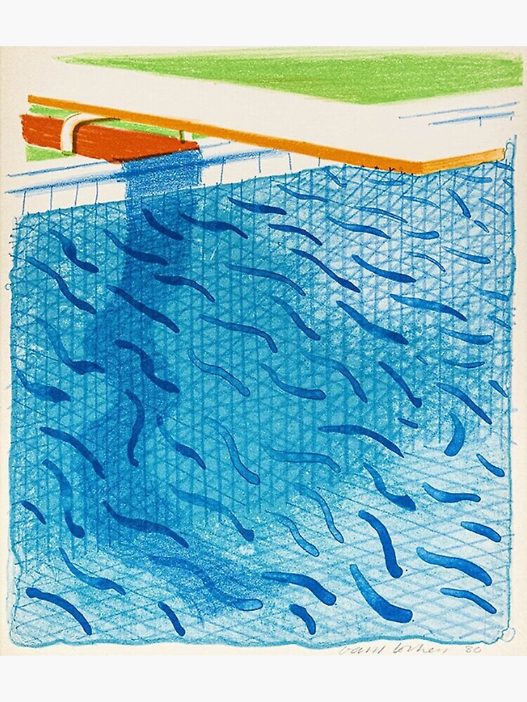 David Hockney Pool Made with Paper and Blue Ink for book Paper Pools |  Poster