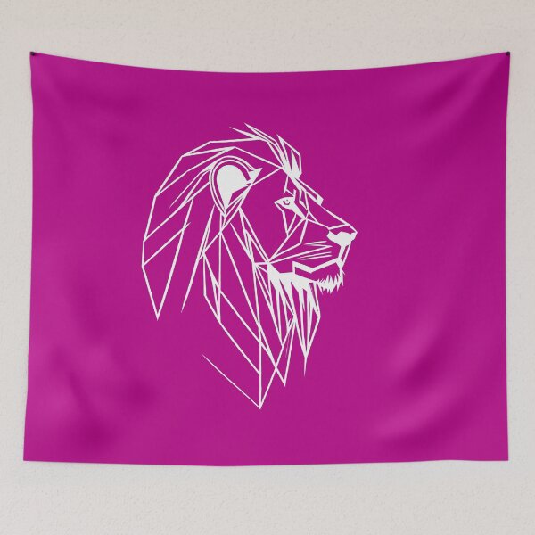 Item preview, White Line Lion Violet Pink BG designed and sold by DiscoGypsyFish.