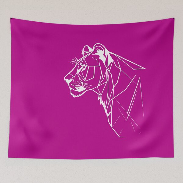 Item preview, White Line Lioness Violet Pink BG designed and sold by DiscoGypsyFish.