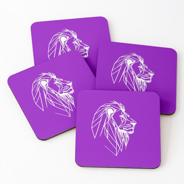 Item preview, White Line Lion Violet Purple BG designed and sold by DiscoGypsyFish.