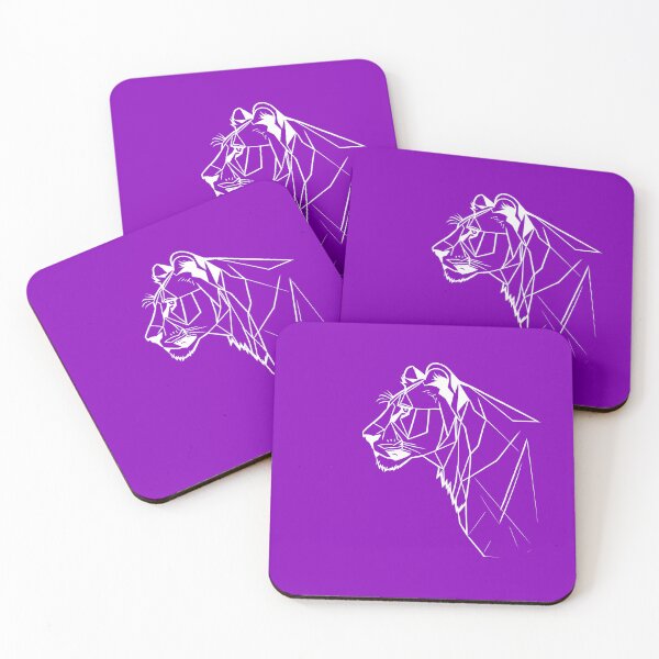 Item preview, White Line Lioness Violet Purple BG designed and sold by DiscoGypsyFish.