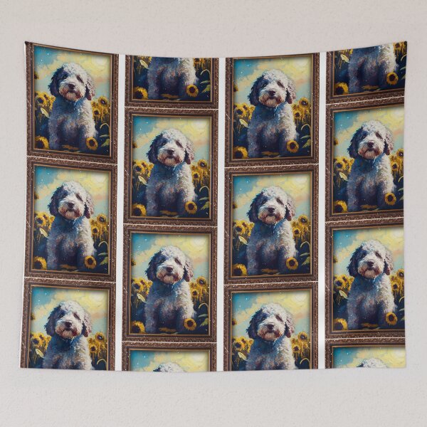 Item preview, Lagotto Romagnolo Sunflower Painting Adorable Dog designed and sold by winter-harta.