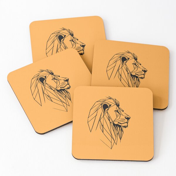 Item preview, Black Line Lion Yellow Orange BG designed and sold by DiscoGypsyFish.