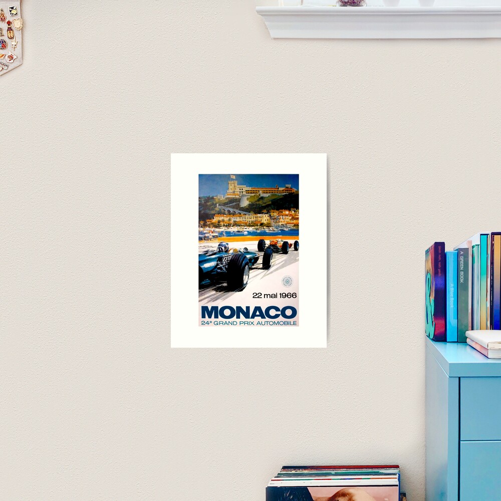 MONACO GRAND PRIX; Vintage 1966 Auto Racing Print Art Print