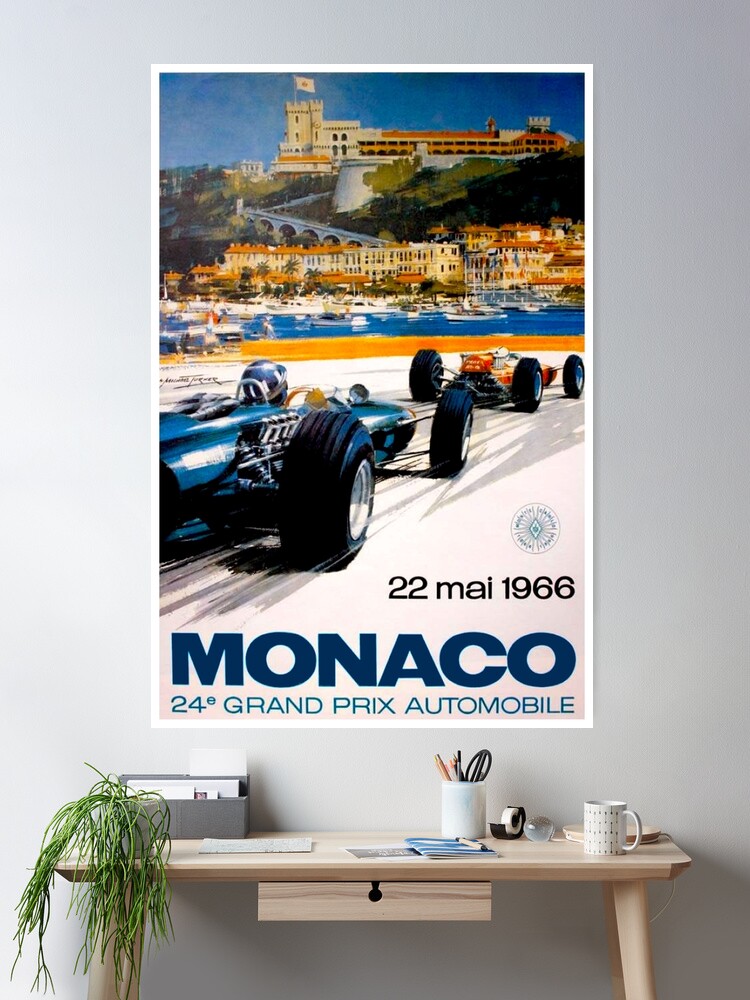 Poster Publicitaire Vintage - Automobile - Circuit De Monaco - Impression Italienne