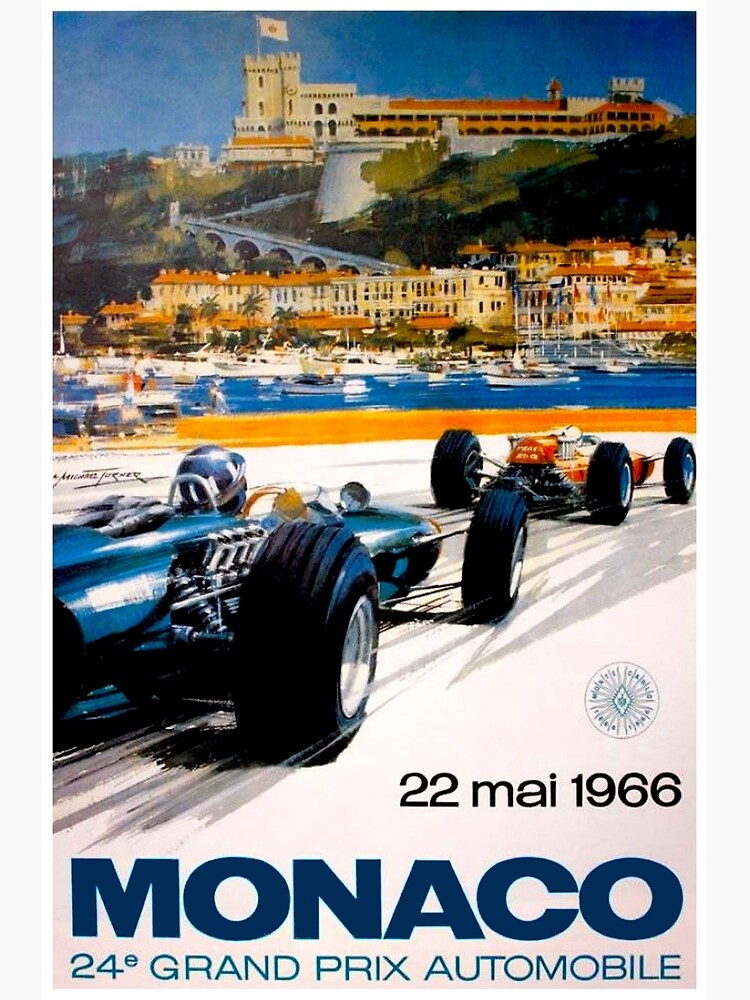 MONACO GRAND PRIX; Vintage 1966 Auto Racing Print by posterbobs