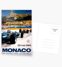 MONACO GRAND PRIX; Vintage 1966 Auto Racing Print Postcards