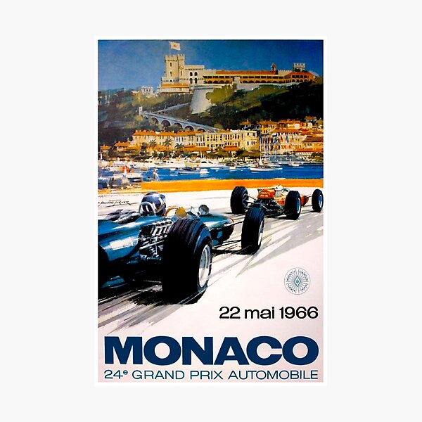 MONACO GRAND PRIX; Vintage 1966 Auto Racing Print Photographic Print