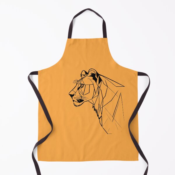 Item preview, Black Line Lioness Yellow Orange BG designed and sold by DiscoGypsyFish.