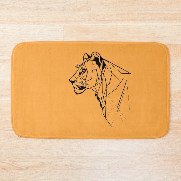 Item preview, Black Line Lioness Yellow Orange BG designed and sold by DiscoGypsyFish.