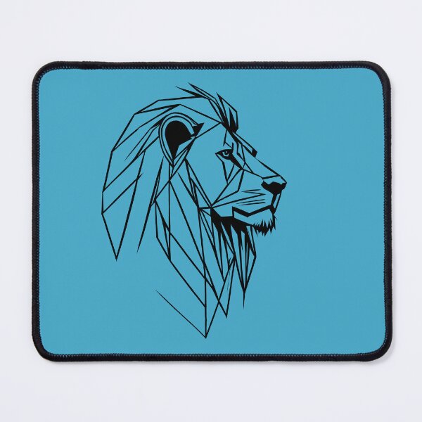 Item preview, Black Line Lion Viking Blue BG designed and sold by DiscoGypsyFish.