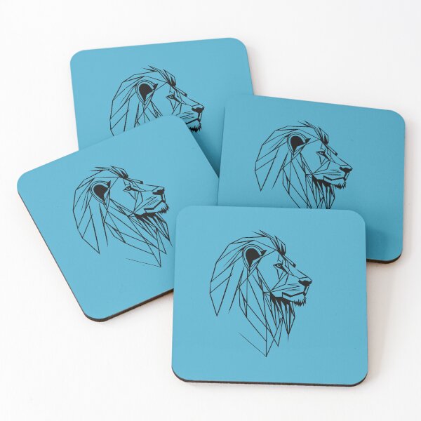 Item preview, Black Line Lion Viking Blue BG designed and sold by DiscoGypsyFish.