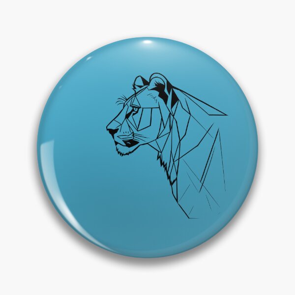 Item preview, Black Line Lioness Viking Blue BG designed and sold by DiscoGypsyFish.